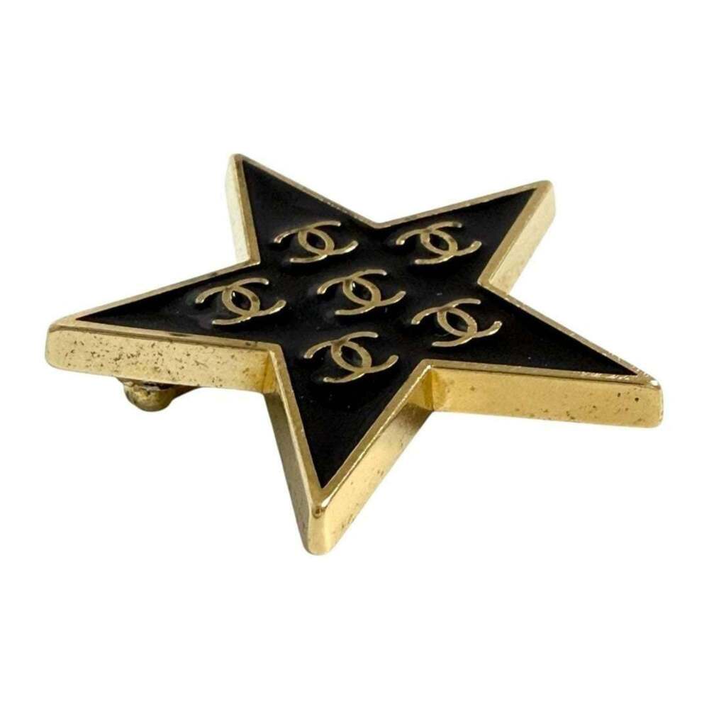CHANEL Authentic Black Logo Brooch - Picture 3 of 10
